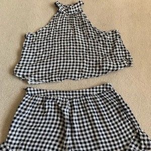 Xhilaration Blue Gingham short set (small top/ med bottoms)